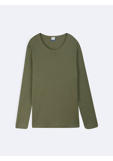 Ltb Uzun Kollu Fitilli Triko Yeşil Sweatshırt Çok Renkli 2XL