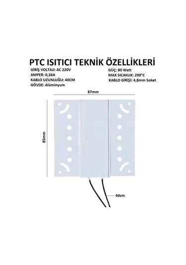 220v 80w Ptc Plate Isıtıcı