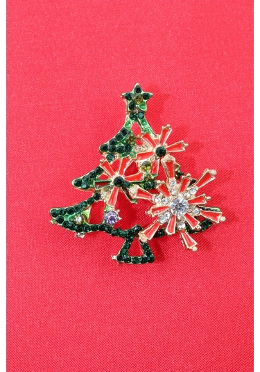 Zirkon Taşlı Cam Ağacı Broş. Yaka İğnesi Çam Ağacı Broş. Kadın Broş, Erkek Broş. Çam Ağacı Broş. Çok Renkli