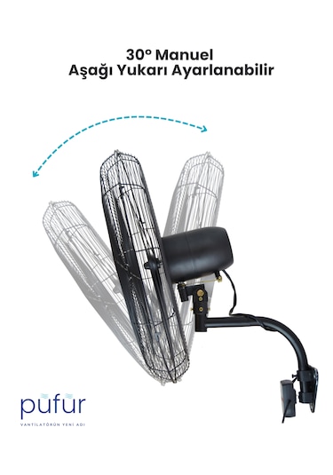 Püfür Kumandalı, Sanayi Duvar Tipi Endüstriyel Vantilatör 75 Cm