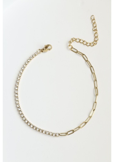 Kadın Çelik Bileklik İnce Suyolu Elips Mix Zincir Bileklik Altın