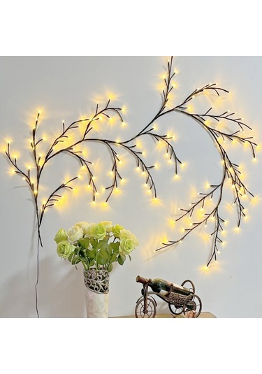 2.3m 144 Leds Şube Dize Işıkları For Usb Always-on Beyaz Beyaz