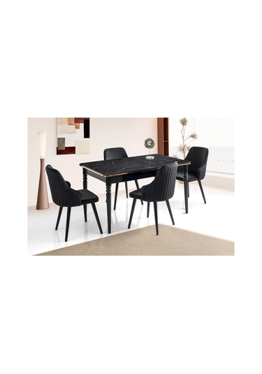 1015 Mdf Mutfak Masa Takımı Siyah