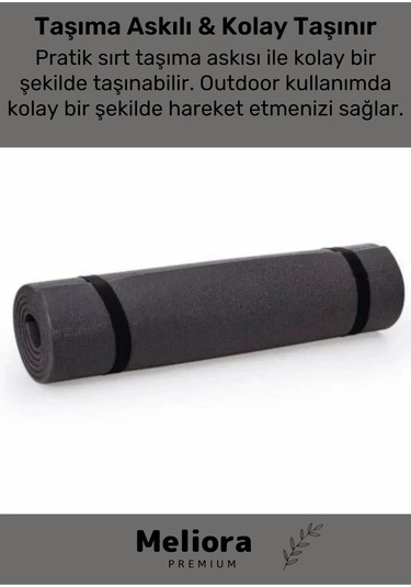 Taşıma Askılı Konfor Modeli Çift Taraflı Kaymaz Yoga Meditasyon Minderi Siyah Mat Çok Renkli