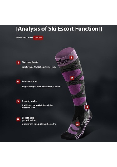 Butu Golovejoy Dwz05 1 Çift Spor Kompresyon Çorapları Kış Sıcak Yüksek Tüp Kayak Baldır Çorapları Siyah+gri Siyah - Gri