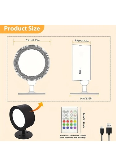 Willowhaven Black- 2 Adet Duvar Lambası, 360 Dönebilir Kablosuz Led, Uzaktan Kumandalı Rgb+2 Renk, Zamanlayıcı, Dimlenebilir, Usb Şarjlı, Dekoratif Aydınlatma