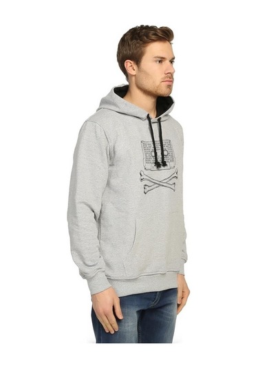 Bant Giyim - 90'S Kaset Grunge Punk Rock Gri Kapşonlu Sweatshirt