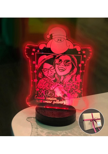 Yılbaşı Hediyesi Kişiye Özel Dikdörtgen Kardan Adam 3d Led Gece L