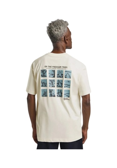 Jack Wolfskin Trailblazer Erkek Tişört Beyaz Beyaz