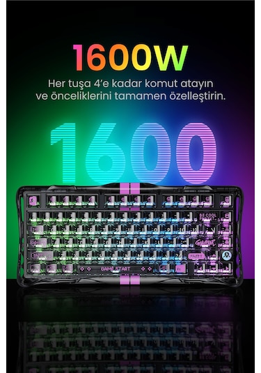 Gravastar Mercury V75 Lite He Hall Effect Manyetik Switch Gaming Klavye, Hot-swappable, Rapid Trigge