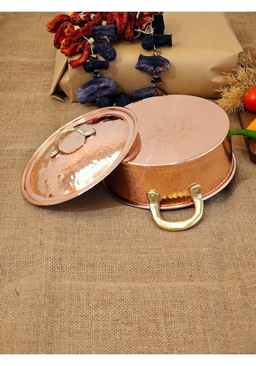 Modabakır Pilav Tenceresi Bakır 22 Cm 2350 Ml Model:7654555 Bakır