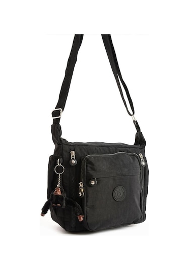 Kadın Postacı Çanta Hafif Klinkır Kumaş 30 27 Cm Çapraz Askılı Omuz Çantası Günlük Kol Çantası Siyah