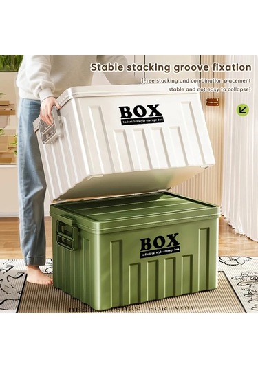 Gateesat Yeşil Orta Boy Endüstriyel Saklama Kutusu Kapaklı Taşınabilir Stackable Toz Nem Geçirmez Yeşil