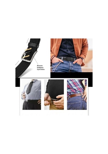 Örgü Lastik Kemer 3,5cm Siyah Siyah