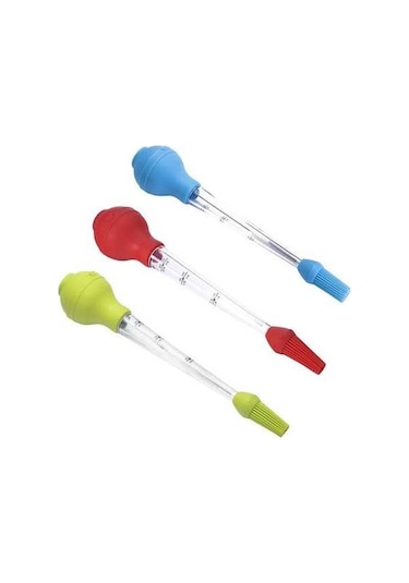 Pazly Yeşil Silikon Hindi Baharat Pompası, İğne İzgara Aleti, Temizleme Fırçası Ve Yağ Damlama Tüpü Şükran Günü Seti Yeşil