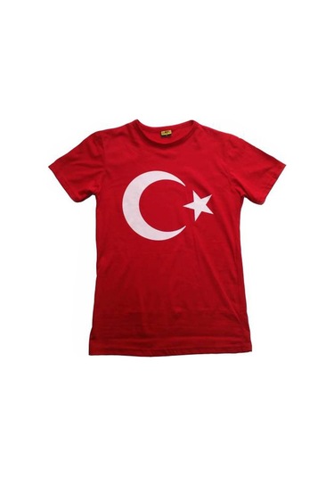 Çocuk Bayrak Tişört Ay Yıldızlı Tişört Pamuklu Kırmızı