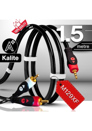 Mn6 M129xf Rca Kablosu/1,5 Metre-a+kalite-3.5mm/aux Ses Kablosu-2rca Ses Kablosu-ses Sistemi Uyumlu