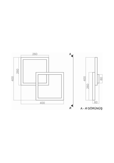 Framer 26x26cm Samsung Ledli 2'li Kare Aplik Mat Siyah