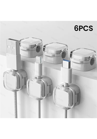 Boutiquespecial Renkli 6'li Manyetik Kablo Klipsi - Masa Altı Kablo Düzenleyici, Pürüzsüz Ve Ayarlanabilir Yellow