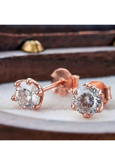 Pembe Bague Ringen S925 Gümüş Set 1ct Renk Mozanit Küpe Kız Arkadaşı Için Sevgililer Günü Hediye Takı
