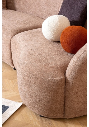 Elips Köşe Koltuk Takımı Kahve Kahverengi