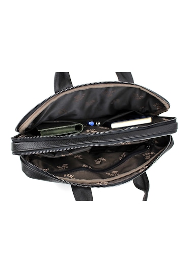 Unisex Siyah Çok Bölmeli 14 İnç Evrak Ve Laptop Çantası