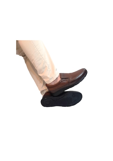 Fiyra Fth02 Kahverengi Hakiki Deri Kaymaz Bağacaksız Erkek Ayakkabı Kahverengi