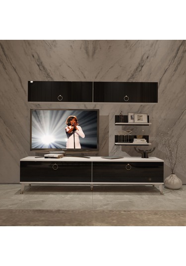 Decoraktiv Eko 5 Mdf Std Gold Tv Ünitesi Tv Sehpası Beyaz - Siyah