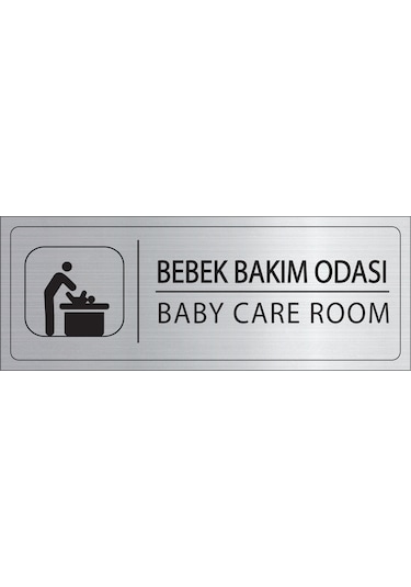 Mayeka Bebek Bakım Odası İsimlik Gümüş Metal Kapı İsimliği Levhası Yönlendirme Tabelası