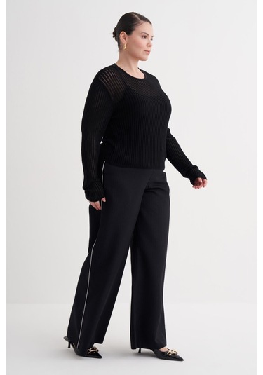 Transparan İnce Triko Bluz-6282 Siyah