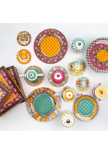 Lucky Art Eliana Bone 4'lü Kahve Fincanı Seti Çok Renkli