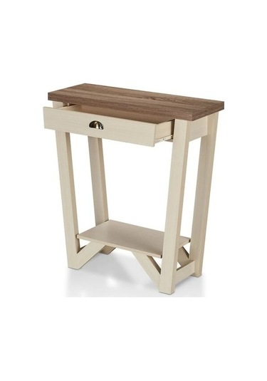 Ağaç Atölyesi Kenor Çekmeceli Ahşap Dresuar Beyaz - Ceviz