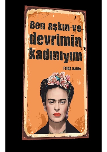 Ben Aşkın ve devrimin kadınıyım mini retro ahşap poster