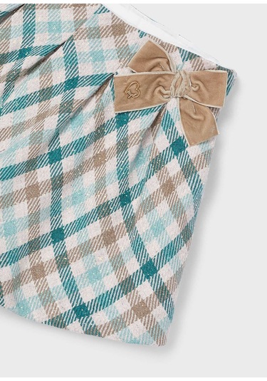 Kız Çocuk Ekose Etek - Yeşil Gri