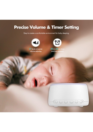 Neevoyu Beyaz Gürültü Uyku Cihazı - Bebek İçin Uyku Yardımcı, 7 Renkli Gece Lambası Ve Bluetooth Desteği Yerleşik Li-pil Beyaz