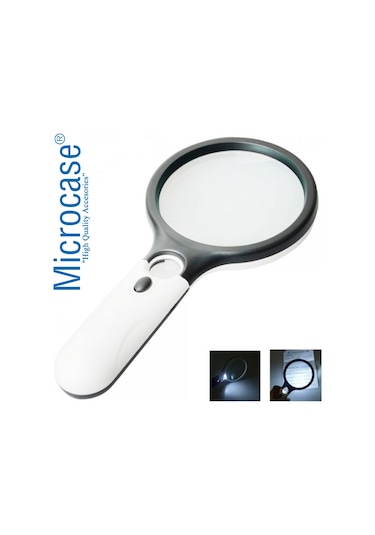 Microcase By5 Işıklı Çift Gözlü 45X 3X Büyütme El Büyüteci