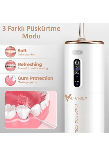 Valkyrie Şarj Edilebilir Taşınabilir Ağız Duşu 280ml Diş Protez Bakım Cihazı Gündelik Kullanım