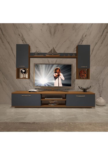 Decoraktiv Eko 5da Mdf Dvd Tv Ünitesi Tv Sehpası Ceviz - Antrasit