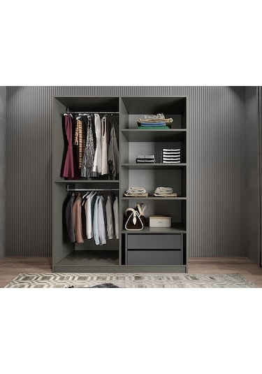Bevel 4 Kapaklı Gizli Çekmeceli Gardırop Fb 180 Cm - Montaj Dahil
