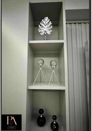 Gümüş Ü 2'li Ofis Metal Aksesuar Biblo Ev Salon Dekorasyon Obje