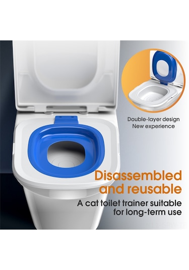 Maiyame Kedi Tuvalet Eğitici Seti - Çok Katlı Çıkarılabilir Yeniden Kullanılabilir Kedi Kuru Kumu Tepsisi - Toilet Eğitimi İçin Mavi Abs Eğitici Aracı