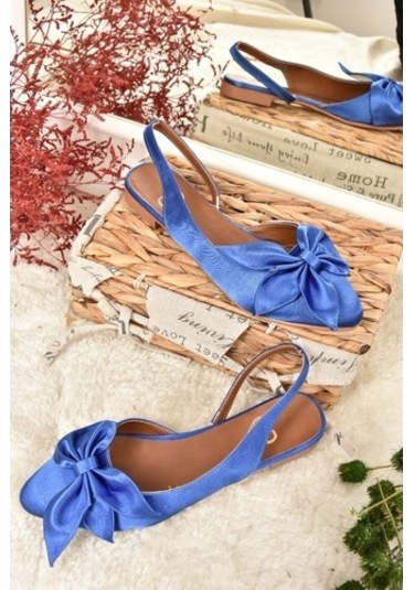 Fox Shoes Saks Mavi Kumaş Kadın Babet H726809004 Mavi