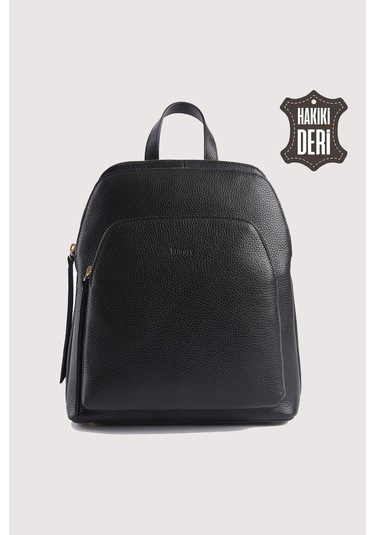 Hakiki Deri Kadın Sırt Çantası Siyah Smr9209 Siyah