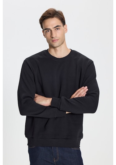 George Henry 2'li Paket Pamuklu Standart Fit Normal Kesim Bisiklet Yaka Sweatshirt Siyah