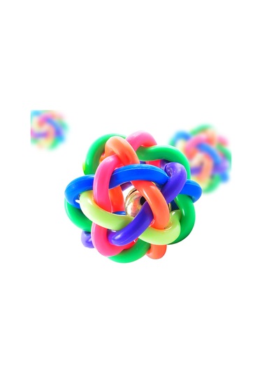 Lemestar Köpekler İçin Çarpıcı Renkli Kauçuk Oyun Topu - Çarpık Desenli Zilli Kumlama Oyuncak