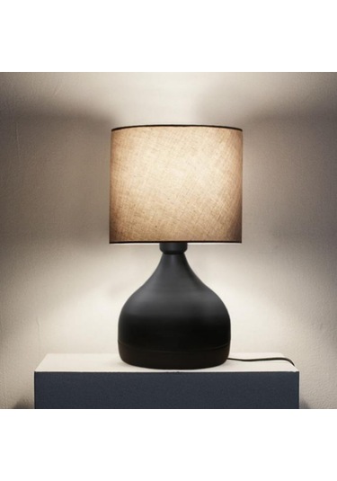 Milano Metal Gövdeli Abajur Kahve Kumaş Başlık Yatak Odası Salon Cafe Aydınlatma Çok Renkli