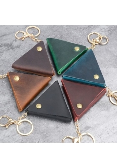 Trendooze 18l-102 Eski Parça Mini Bozuk Cüzdan El Yapımı Kahve Renk Kahverengi Kahverengi