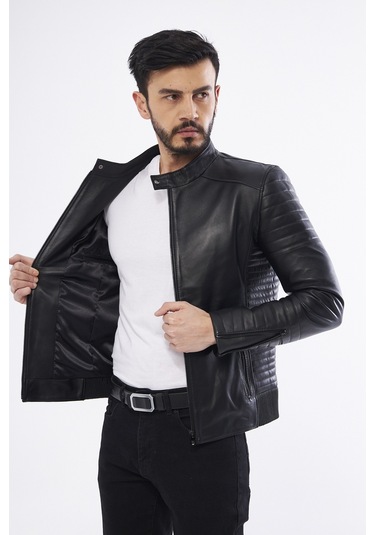 DERİNSS DER172 Hakiki Deri Erkek Siyah Mont Siyah