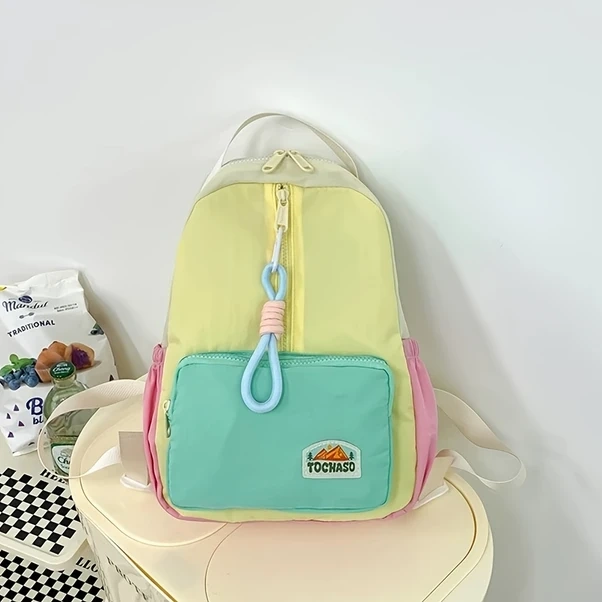 Elmpaly Sarı Yeşil Renk Blok Nylon Sırt Çantası Ayarlanabilir Askılar Hafif Ve Yıkanabilir Sarı-yeşil