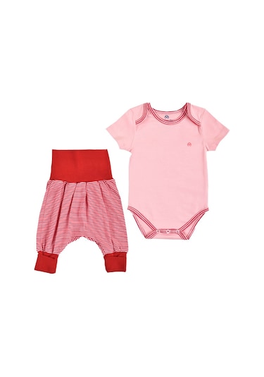 Organicera Organicera Organik Body & Şalvar Pantolon 2Li Set,Pembe & Krem Çi Krem - Pembe